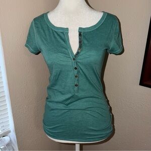 Vintage Y2K Abercrombie & Fitch 2000s Beaded Neckline Henley Top